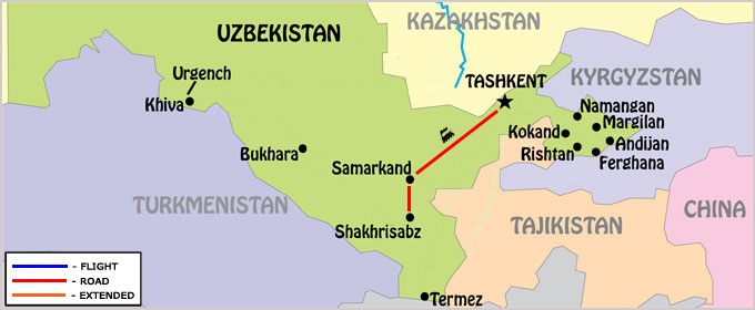Tashkent & Samarkand Map